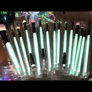 Teal colored makeup brush set